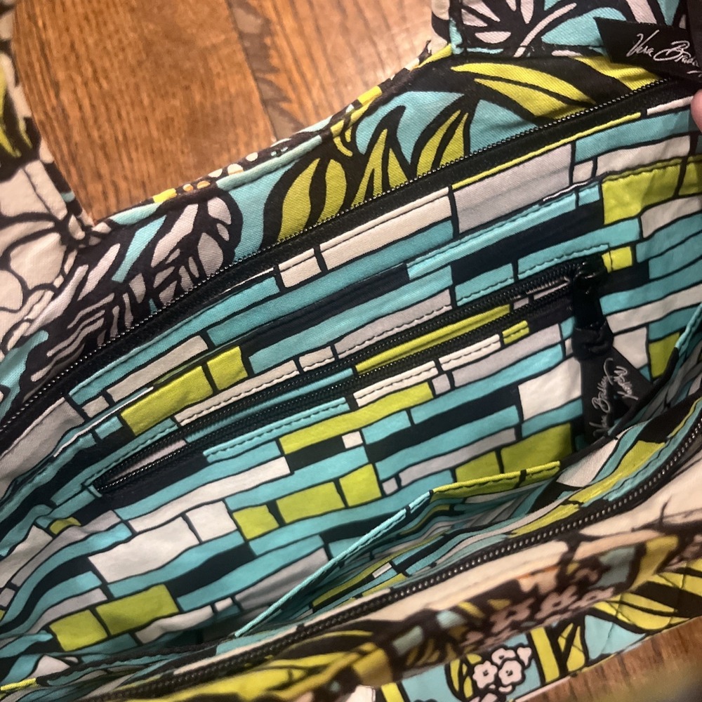 Vera Bradley Abby Purse Handbag Satchel Island Blooms Aqua Blue Floral RETIRED - Picture 5 of 8